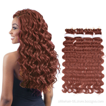 High Quality Red Soft Pre-feathered Hybrid Water Wave Braids 3x Body Ocean Wave For Bulk Braiding Synthetic Hair Extensions